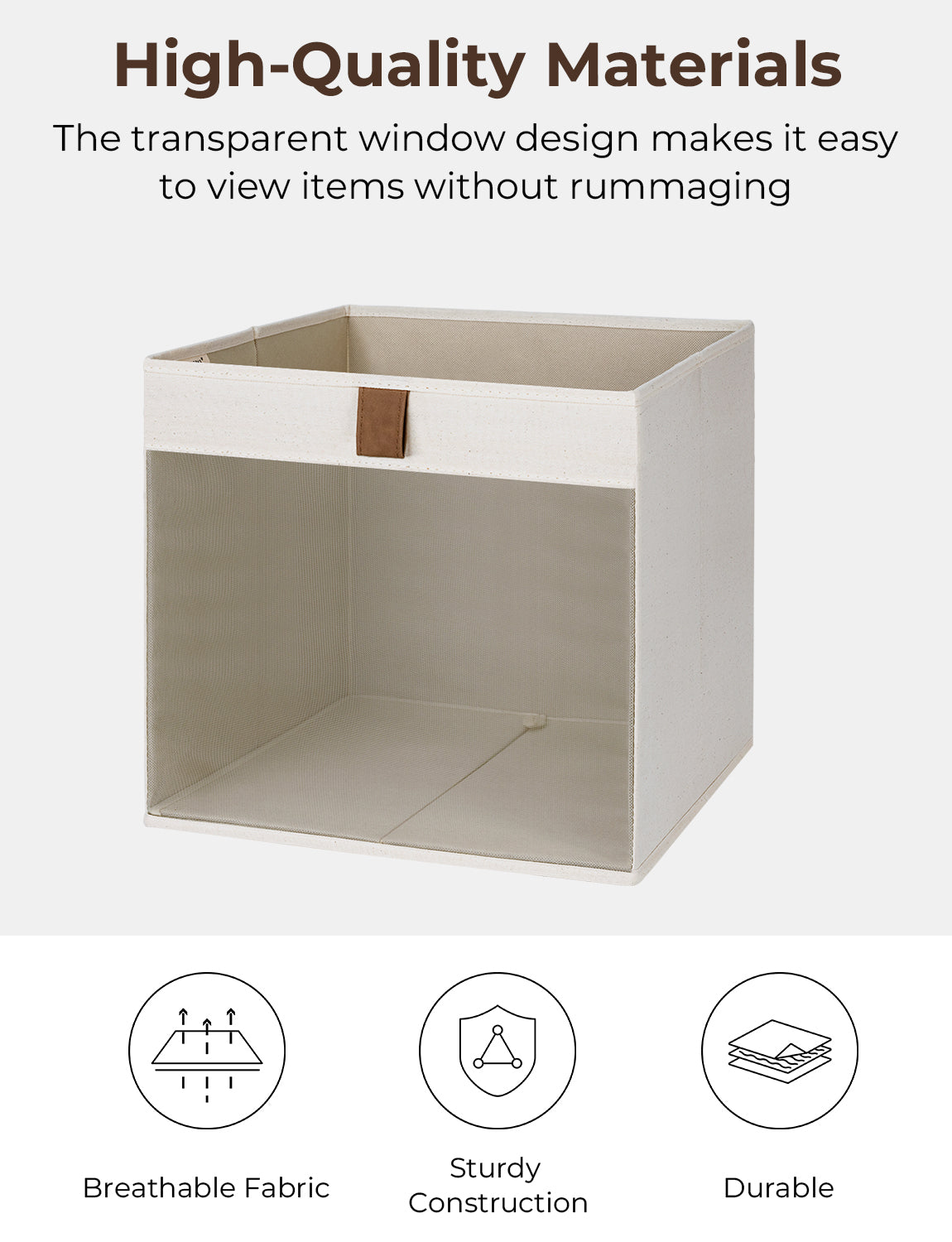 Closet Storage Cube with Clear Window and Handles, 3 Pack