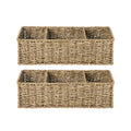 Seagrass Toilet Basket Tank Topper, 3 Sections, 2 Pack