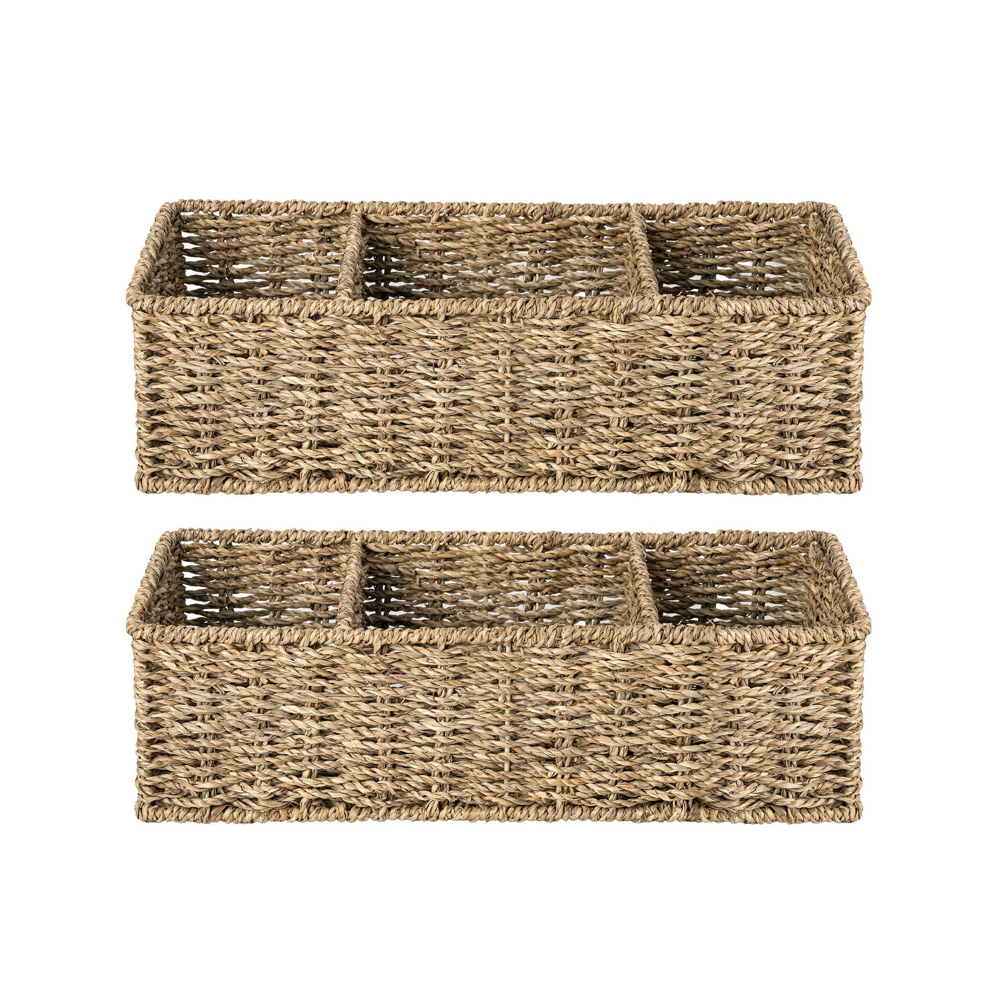 Seagrass Toilet Basket Tank Topper, 3 Sections, 2 Pack