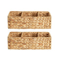 Water Hyacinth Toilet Basket Tank Topper, 3 Sections, 2 Pack