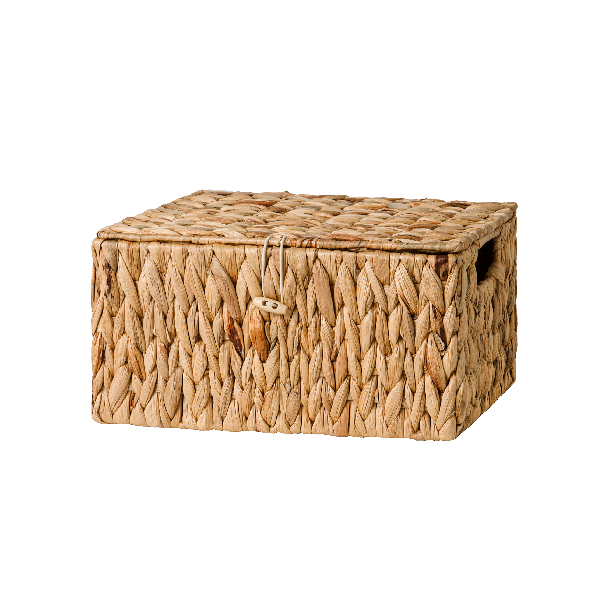 Wicker Basket with Lid and  Built-in Handles, Water Hyacinth, 1 Pack