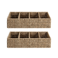 Small Seagrass Baskets for Organizing with 4 Sections, 2 Pack