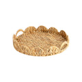 Water Hyacinth Scalloped Tray for Decorative & Organizing, Round