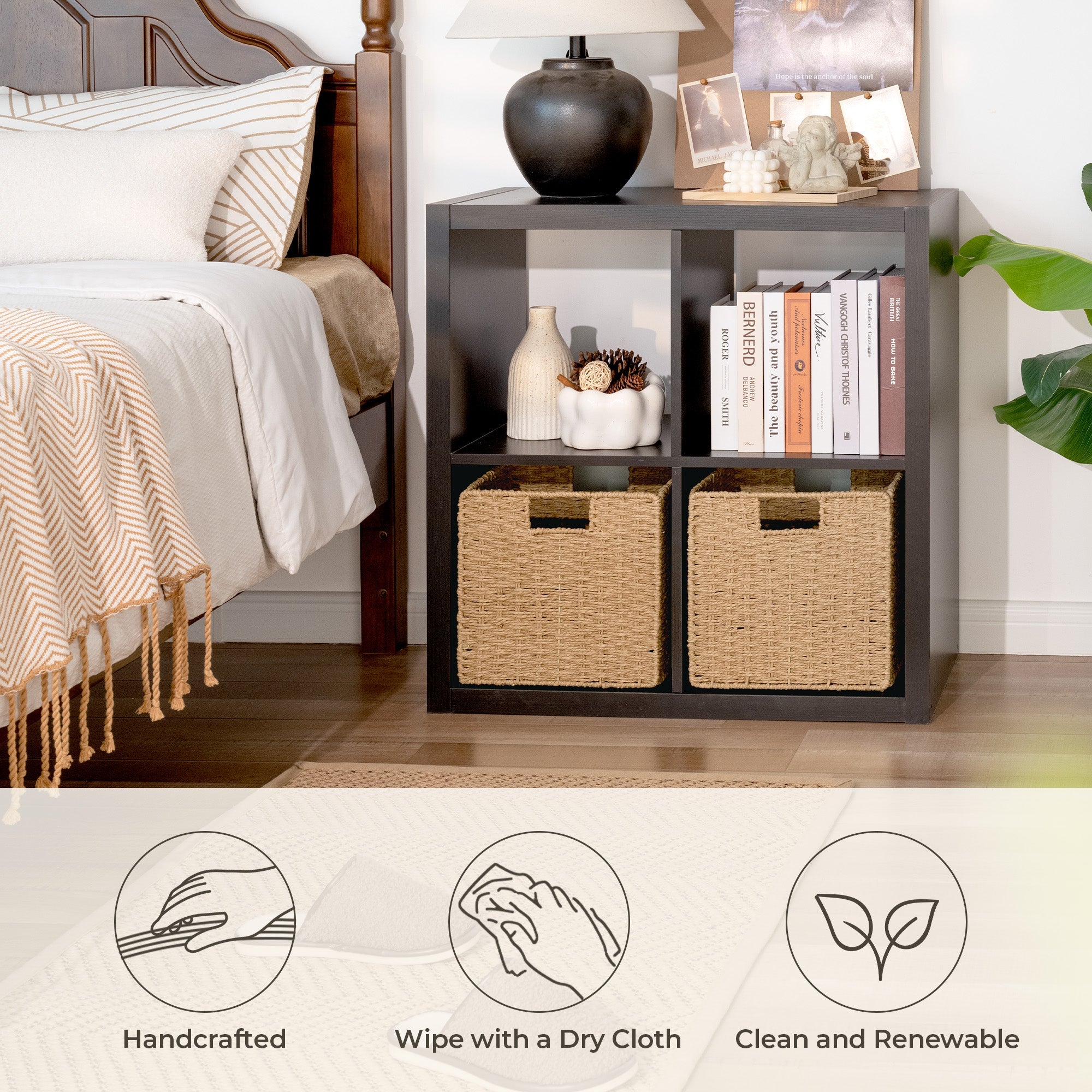 11 inch Foldable Paper Rope Wicker Baskets for Organizing
