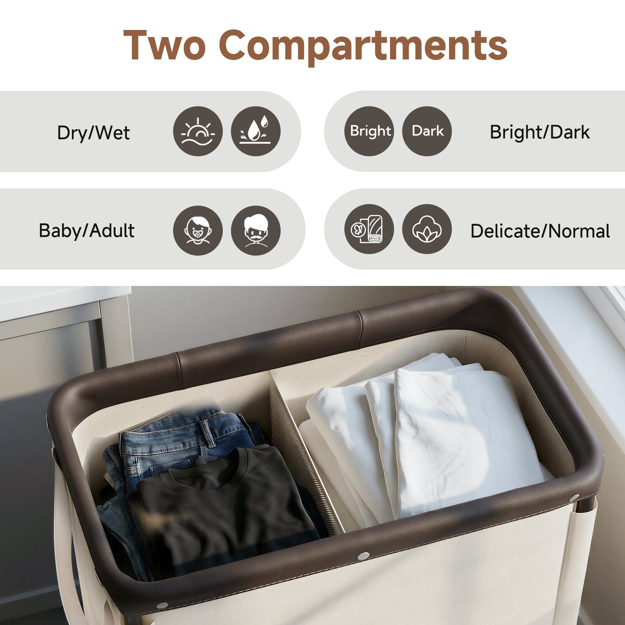 Rolling Laundry Sorter Cart with Removable and Washable Liner Bag