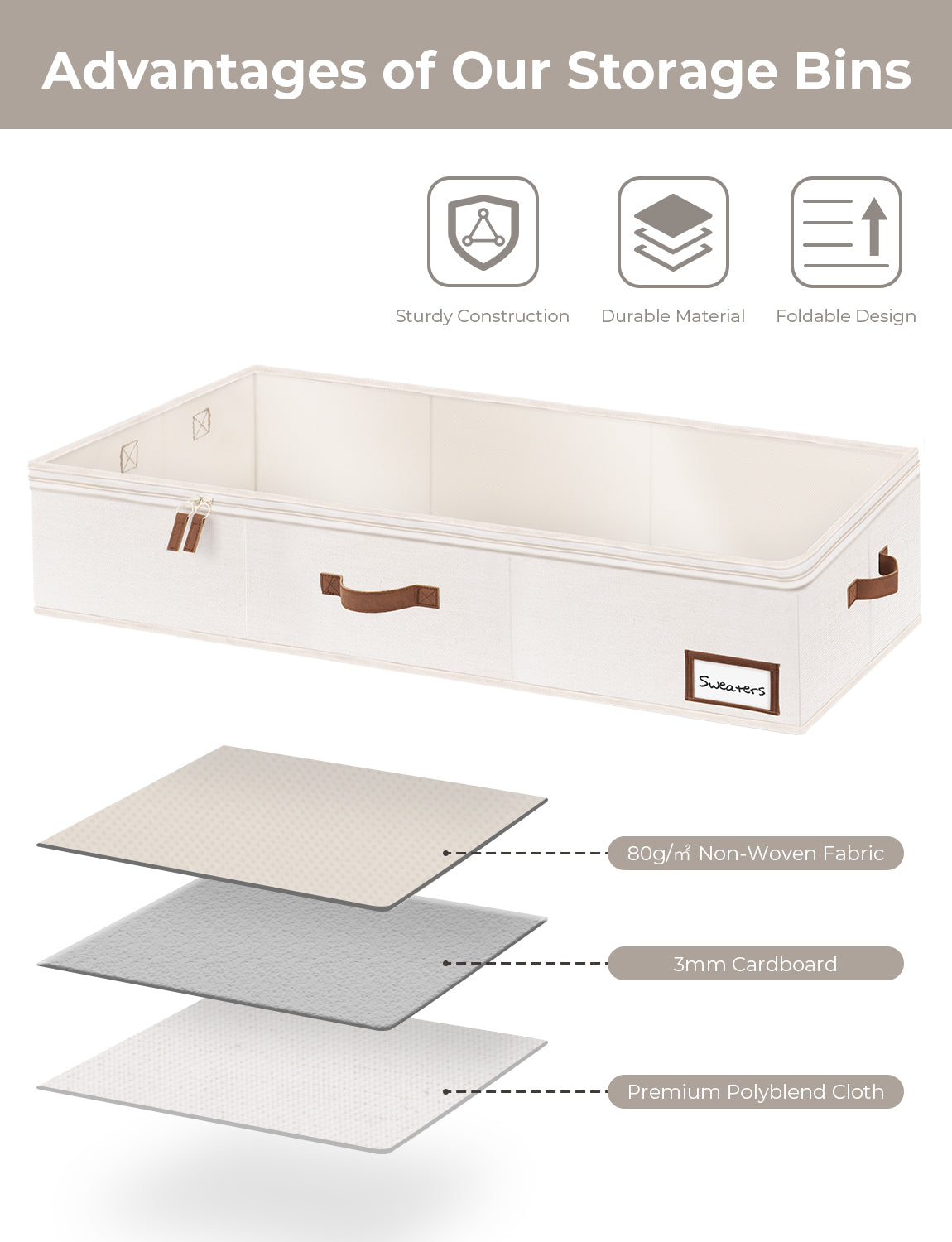 Under Bed Storage Containers with Lid, Solid Color, 2 Pack