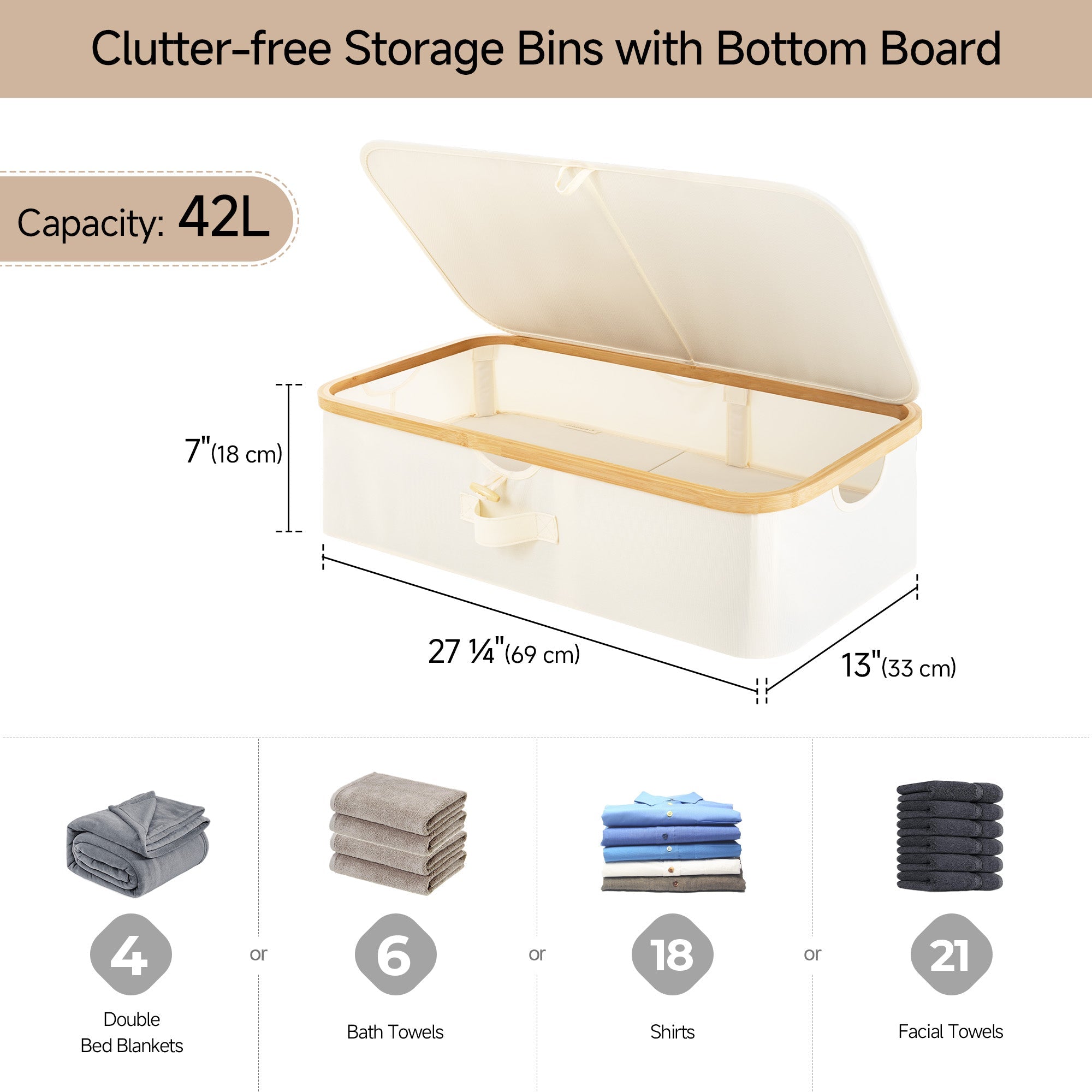 Underbed Storage Box with Bamboo Frame